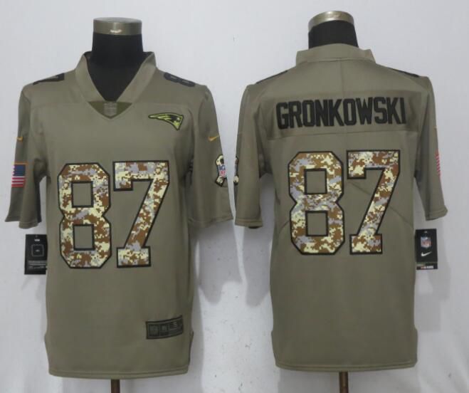 Men New England Patriots #87 Gronkowski Olive Camo Carson 2017 Salute to Service Nike Limited NFL Jerseys